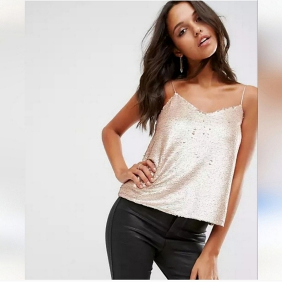 Asos gold sequin tank top size 18 - Picture 1 of 5
